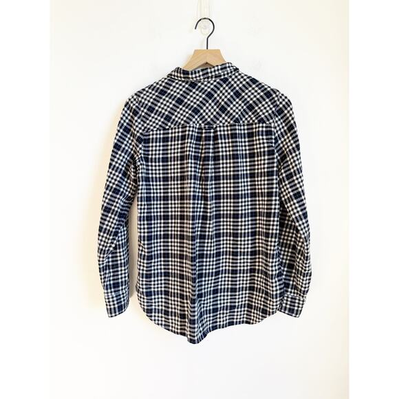J. CREW Classic-fit boy shirt in frost plaid flannel black white Blue Size 8 - Picture 3 of 3